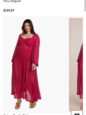 Eloquii x Pat Bo Fuchsia Mesh Long-Sleeve Maxi Dress